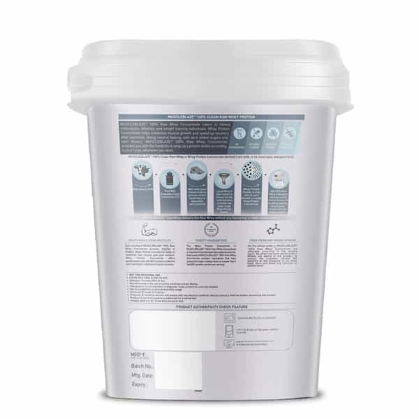 Muscleblaze 100% Clean Raw Whey Protein Concentrate (Unflavoured | 4Kg) | 24G Protein Per Scoop