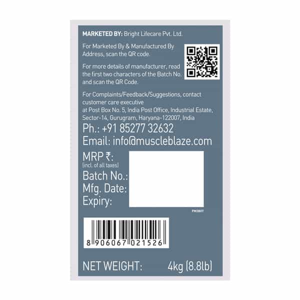 Muscleblaze 100% Clean Raw Whey Protein Concentrate (Unflavoured | 4Kg) | 24G Protein Per Scoop