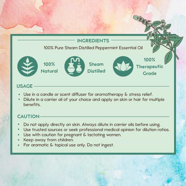 Nat Habit Peppermint Essential Oil For Hair Growth | Itchy Scalp | Dandruff Control 100% Pure - 15Ml