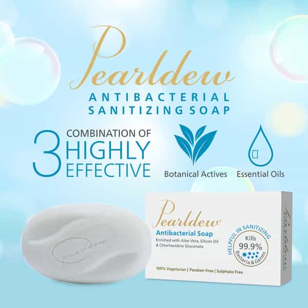 Pearldew Antibacterial Sanitizing Soap 75 Gm | Aloe Vera | Paraben Free (Pack Of 4)
