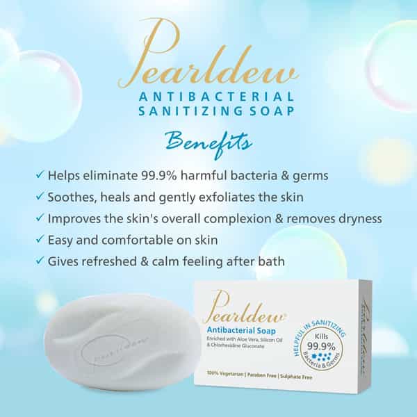 Pearldew Antibacterial Sanitizing Soap 75 Gm | Aloe Vera | Paraben Free (Pack Of 4)