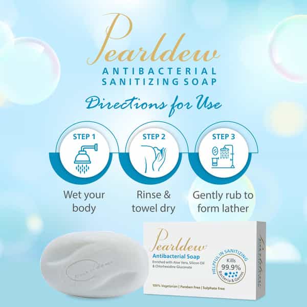 Pearldew Antibacterial Sanitizing Soap 75 Gm | Aloe Vera | Paraben Free (Pack Of 4)