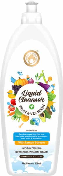 Mom & World Liquid Cleanser Fruit And Veg Wash - With Lemon And Neem -500Ml