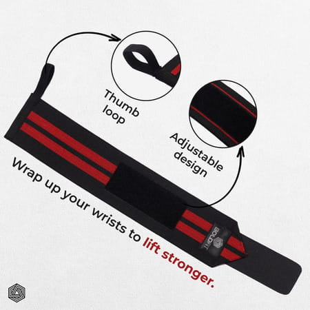 Boldfit Cotton Wrist Band For Men & Women | Wrist Supporter For Gym Wrist Wrap - Red Balck