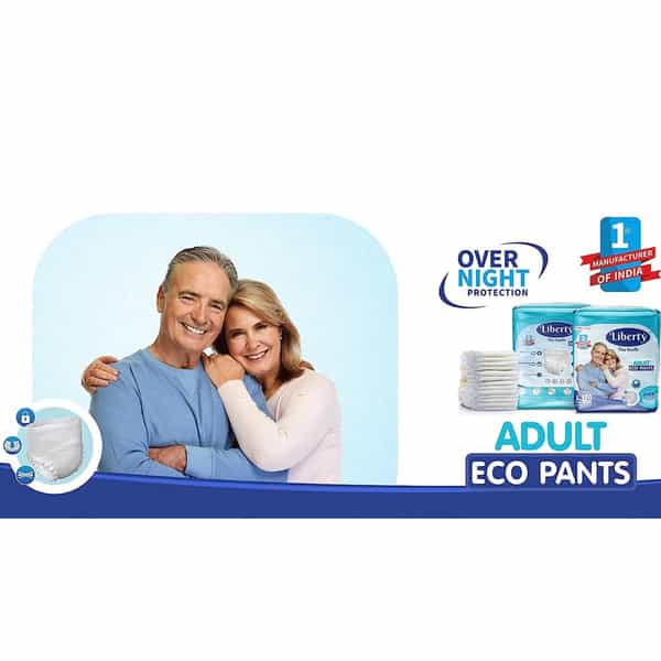 Liberty Adult Eco Pants Daipers Superior Comfort Pant Over Night Protection (Size-M /Pack Of 20)