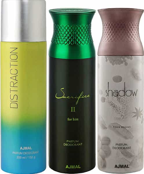 Ajmal 1 Distraction 1 Ajmal Sacrifice For Men And 1 Shadow Him For Men Deodorants Each 200Ml