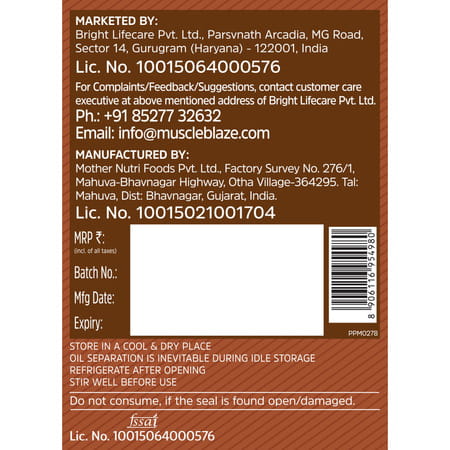 Muscleblaze Chocolate Peanut Butter | Creamy | High Protein | Energy Booster | 1 Kg