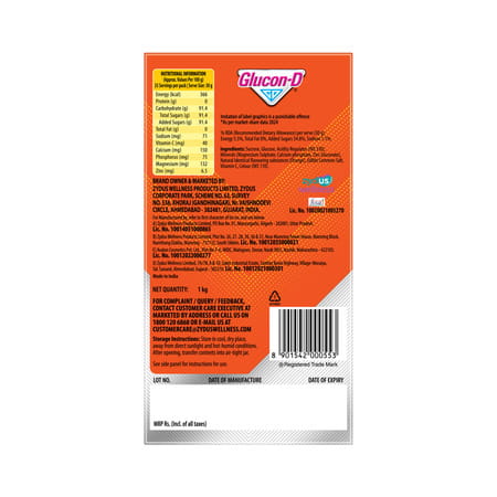 Glucon-D Tangy Orange Flavour Box 1Kg (Free Glocon-D Orange 250 Gm Worth Rs 120)