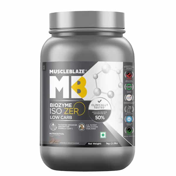 Muscleblaze Biozyme Iso - Zero | Low Carb | 100 Pure Whey Protein Isolate (Cookies & Cream | 1 Kg)
