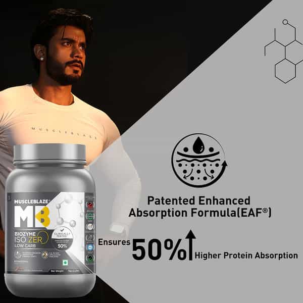 Muscleblaze Biozyme Iso - Zero | Low Carb | 100 Pure Whey Protein Isolate (Cookies & Cream | 1 Kg)