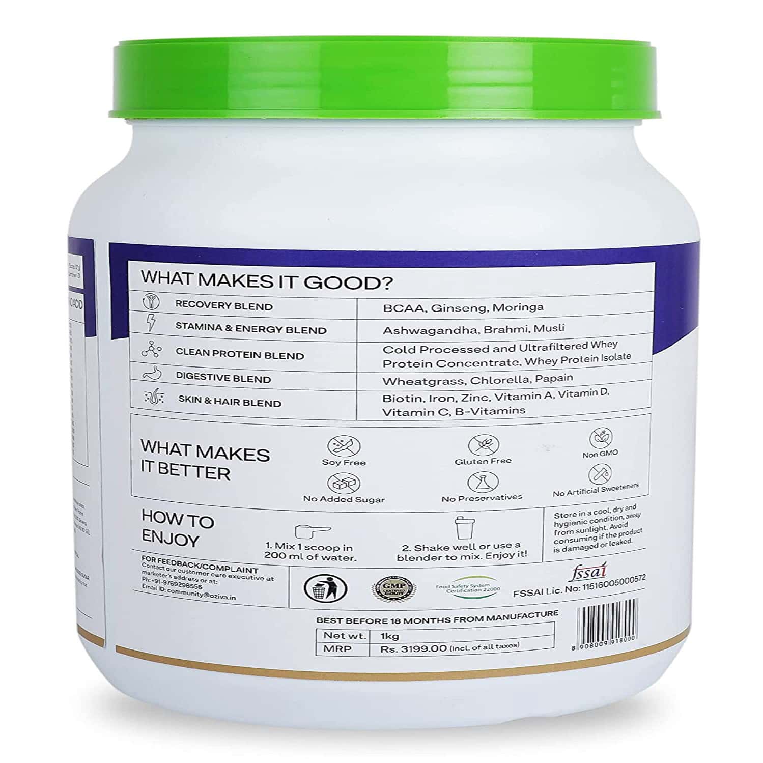 Buy OZIVA PROTEIN & HERBS FOR MEN CHOCOLATE 2KG (1KG EACH) FOR MUSCLE