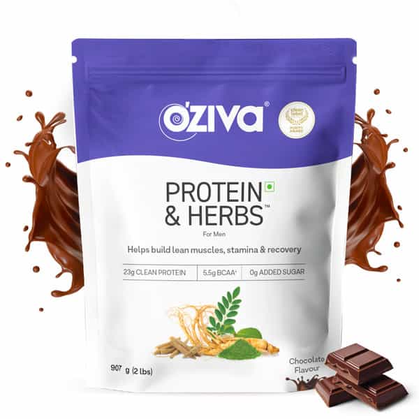 Oziva Protein & Herbs For Men Chocolate 2Kg (1Kg Each) | For Muscle Building