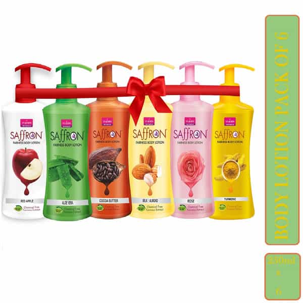 Vi-John Body Lotion Combo - Red Apple|Aloevera|Cocoa Butter|Milk Almond|Rose|Turmeric | 250Ml Each