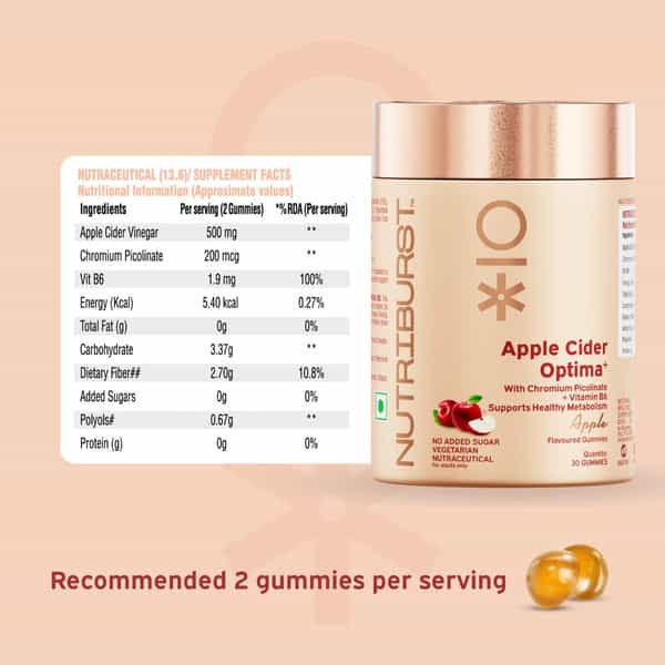 Nutriburst Apple Cider Gummies For Healthy Metabolism & Weight Loss Management (30 Gummy)