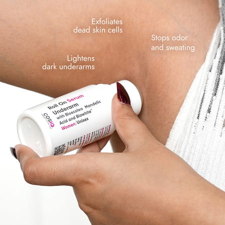 Cos-Iq Brightening Underarm Roll-On Serum For Women | With Bioecolea | Mandelic Acid & Biowhite 40Ml