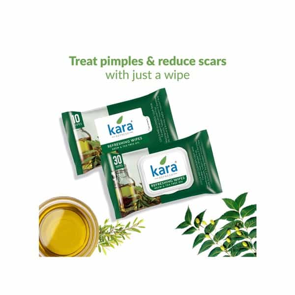 Kara Cleansing And Refreshing Face Wipes With Neem And Tea Tree Oil - (30 Wipes)