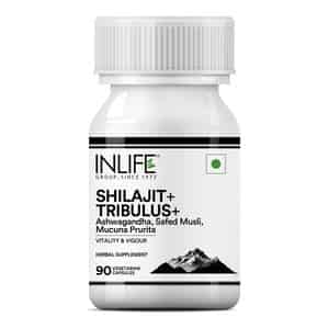 Inlife Shilajit With Safed Musli | Ashwagandha | Tribulus (gokshura) Veg Capsules | Men & Women 90n