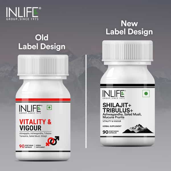 Inlife Shilajit With Safed Musli | Ashwagandha | Tribulus (Gokshura) Veg Capsules | Men & Women 90N