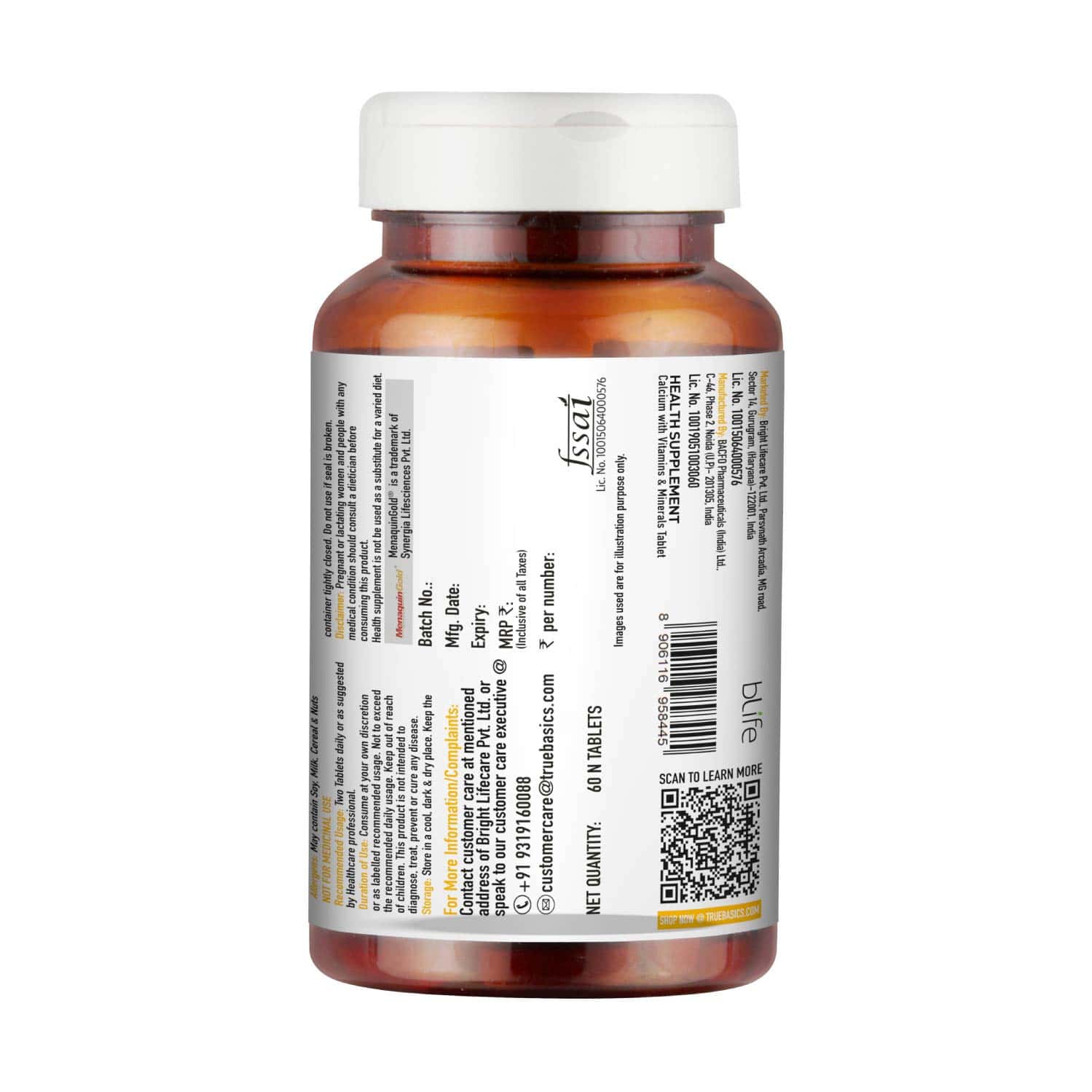 Buy TRUEBASICS VITAMIN D3 WITH VITAMIN K2 (60 TABLETS) Online & Get