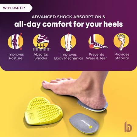 Betterhood Pack Of 2 Pairs Shock Absorb All-Day Comfort Ergonomic Orthotic Gel Heel Pads (8-11 Uk)