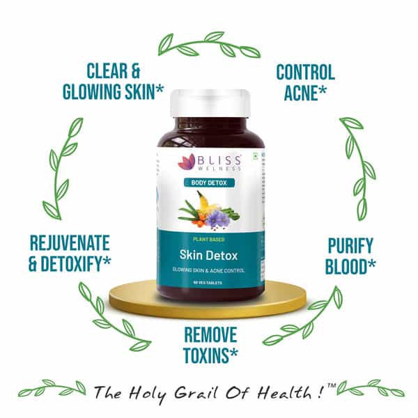 Bliss Welness Skin Detox For Anti Acne Pimple Control Toxins Removal Supplement - 60 Veg Tablets