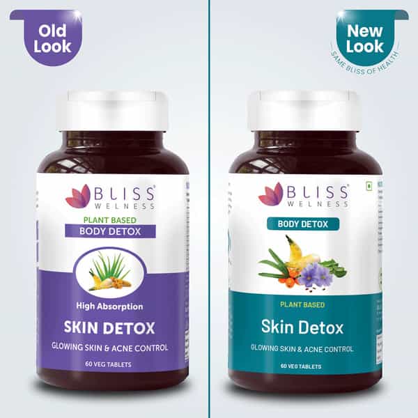 Bliss Welness Skin Detox For Anti Acne Pimple Control Toxins Removal Supplement - 60 Veg Tablets