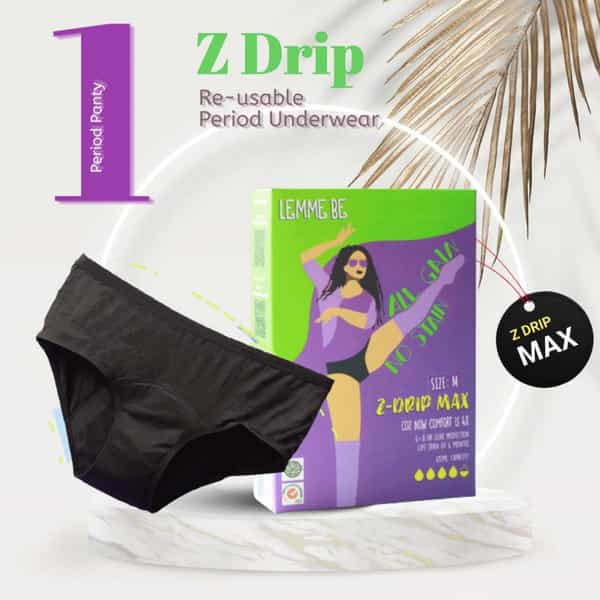 Lemme Be Period Panties For Women|Reusable Period Underwear 120 Ml Capacity (Small | Black)