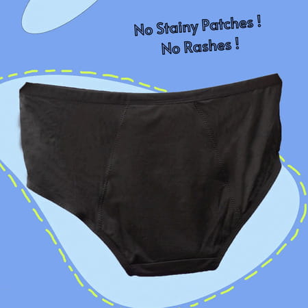 Lemme Be Period Panties For Women|Reusable Period Underwear 120 Ml Capacity (Small | Black)