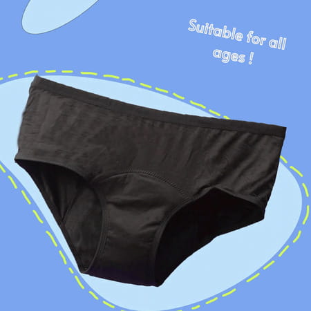 Lemme Be Period Panties For Women|Reusable Period Underwear 120 Ml Capacity (Small | Black)