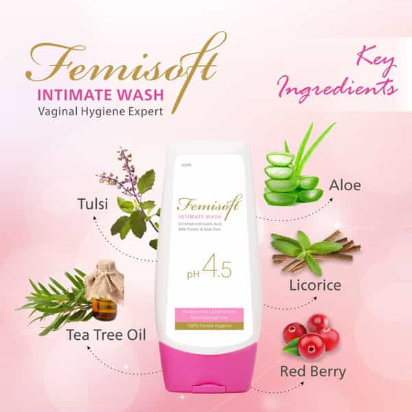 Femisoft Intimate Wash 100 Ml | With Aloe & Red Berry | Alcohol Free (Pack Of 1)