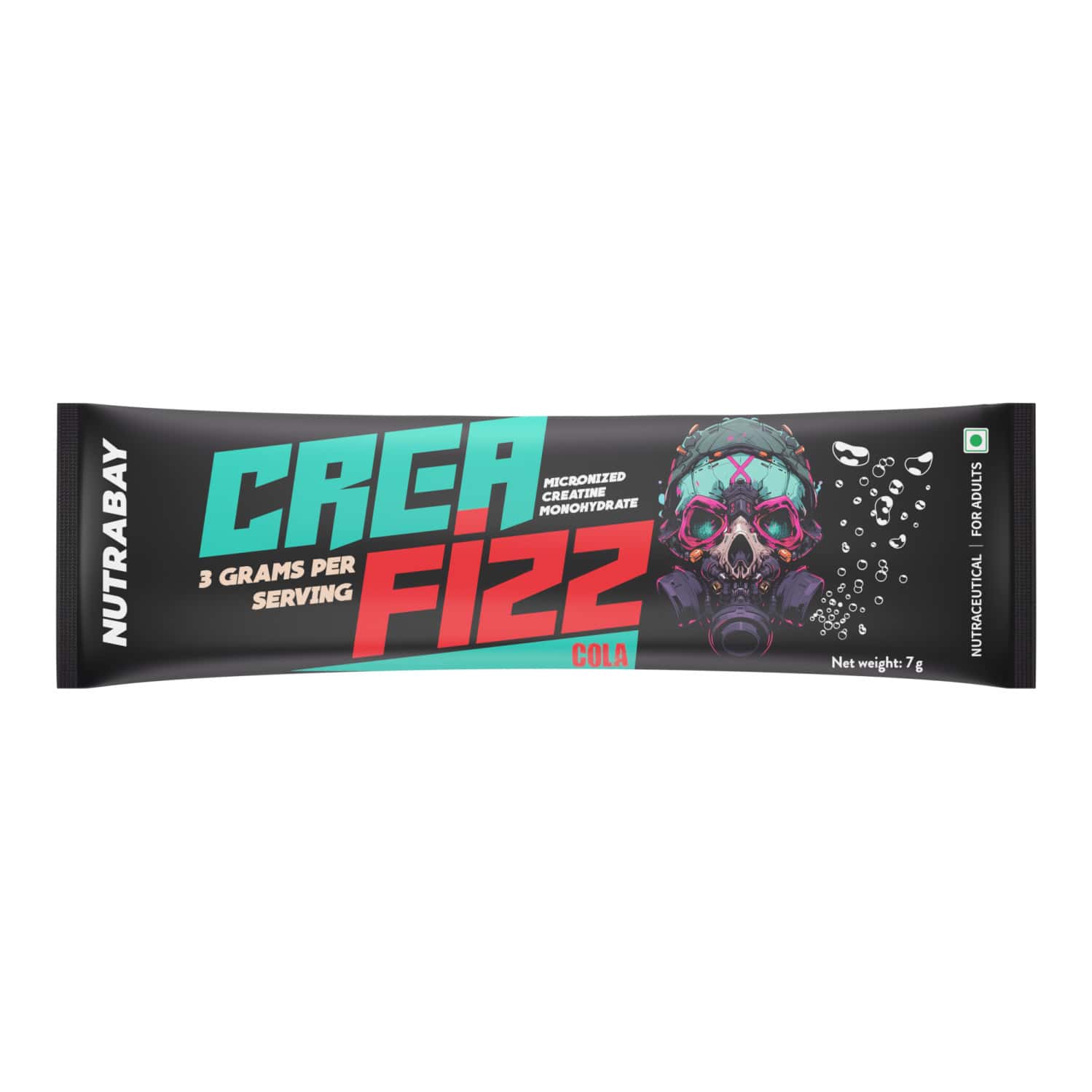 Nutrabay Creafizz Effervescent Powder | Rapid Absorption | Cola Flavour| Single Serve Sachet (7g)