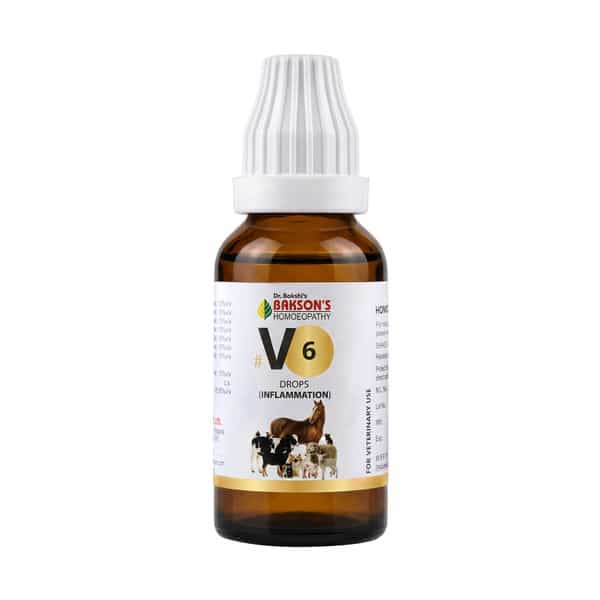 Bakson Homoeopathy V6 Drops | Inflammation |For Veterinary Use | 30 Ml