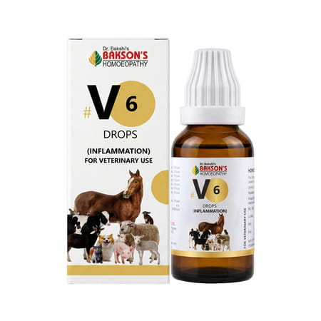 Bakson Homoeopathy V6 Drops | Inflammation |For Veterinary Use | 30 Ml