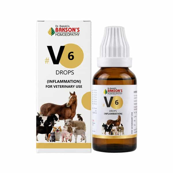 Bakson Homoeopathy V6 Drops | Inflammation |For Veterinary Use | 30 Ml