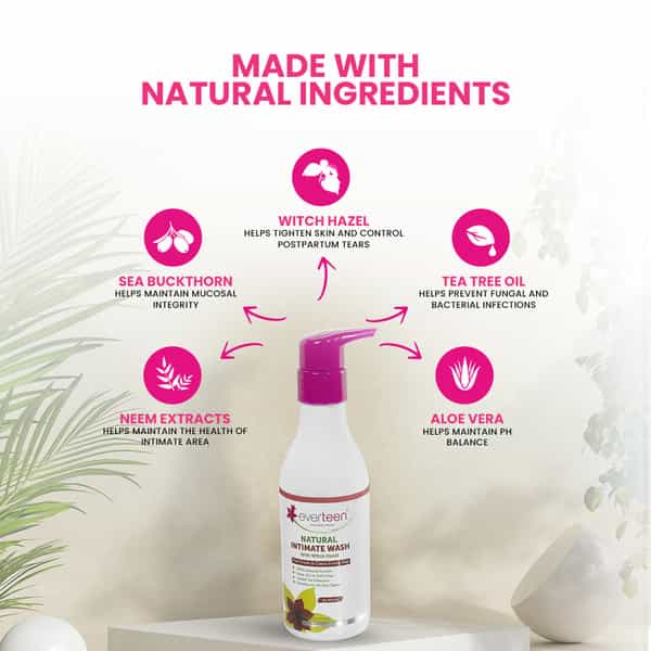 Everteen Witch Hazel Natural Intimate Wash For Intimate Hygiene In Moms 2 Packs (210Ml Each)