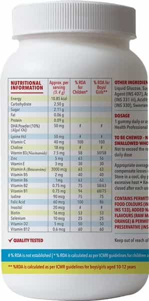 Vitty Maxx Kids Raw Mango Nutrition Gummies  Bottle Of 20
