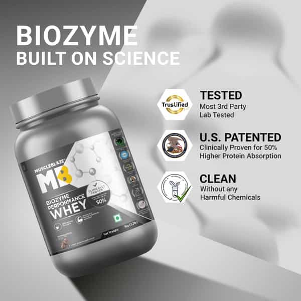 Muscleblaze Biozyme Performance Whey Protein Powder | Rocky Road Fudge (1Kg) | 25G Protein