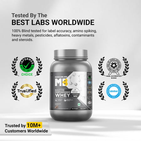 Muscleblaze Biozyme Performance Whey Protein Powder | Rocky Road Fudge (1kg) | 25g Protein