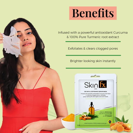 Skin Fx Detan & Lightening Serum Mask | Curcuma That Helps In Clearing Clogged Pore | 300 Ml