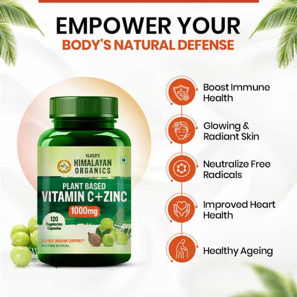 Vlado's Himalayan Organics Plant Based Vitamin C With Zinc - 120 Veg Capsules