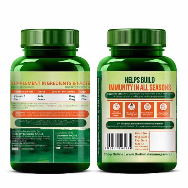 Vlado's Himalayan Organics Plant Based Vitamin C With Zinc - 120 Veg Capsules