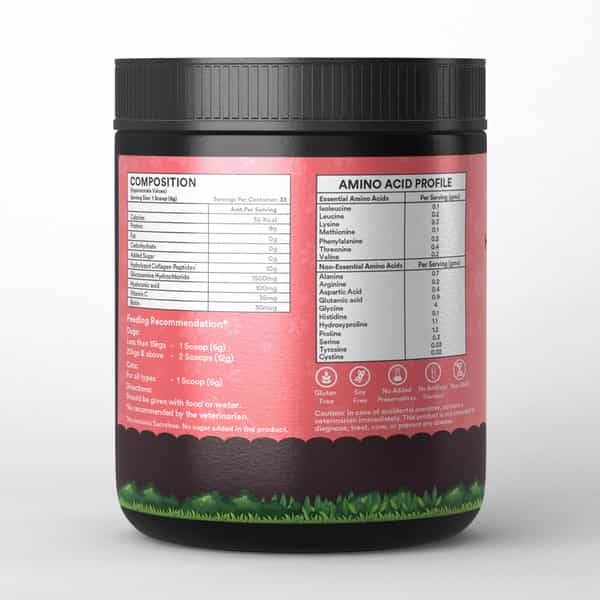 Inlife Collagen For Dogs & Cats| Hydrolyzed Collagen Powder | 200G (Strawberry & Lemon)