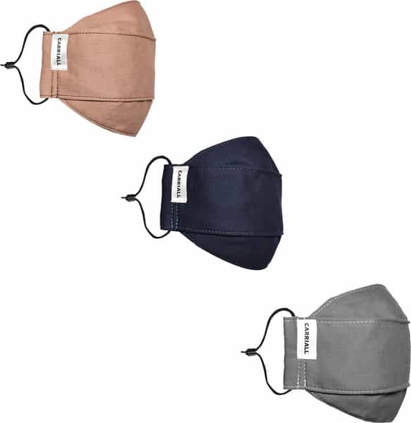 Carriall Adult Unisex 3 Layer Reusable Washable Cotton Mask (Camsl088) Pack Of 3