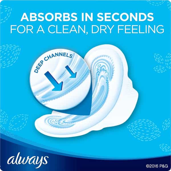Always Maxi Long Super Pads With Wings| 90 Count