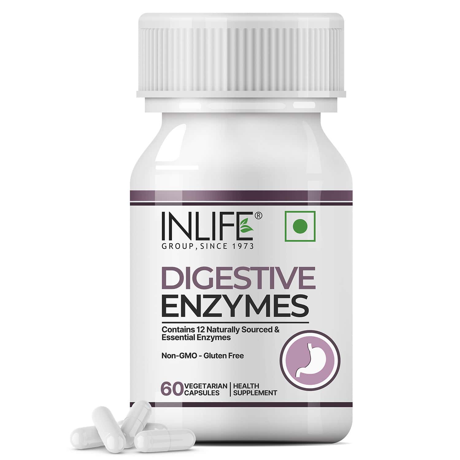 Inlife Digestive Enzymes For Bloating Relief & Gut Health - 60 Capsules