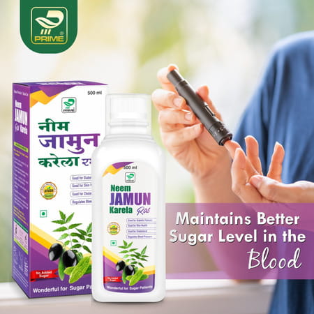 Prime Neem Jamun Karela Ayurvedic Ras For Blood Sugar Support & Blood Pressure Control - 500ml