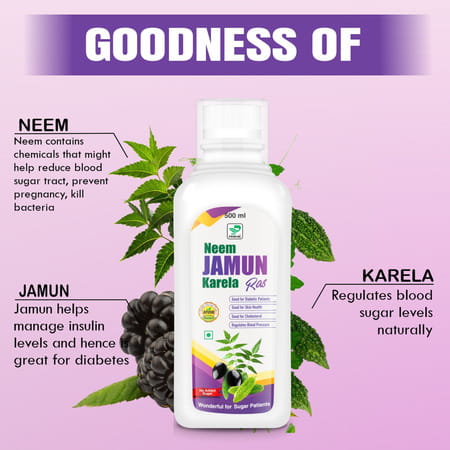 Prime Neem Jamun Karela Ayurvedic Ras For Blood Sugar Support & Blood Pressure Control - 500ml