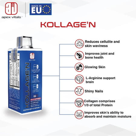 Apex Vitals Kollagen Collagen Liquid - 30 Ser | Made In Europe Liquid Collagen 30 Ser-Wild Berries