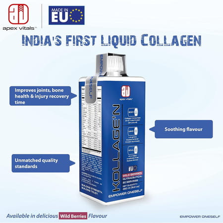 Apex Vitals Kollagen Collagen Liquid - 30 Ser | Made In Europe Liquid Collagen 30 Ser-Wild Berries