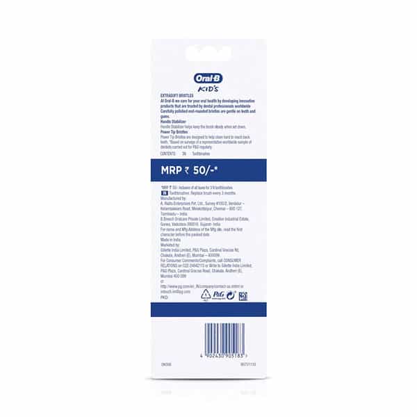 Oral-B Kids Manual Toothbrush | Extra Soft ( | Multicolor | Pack Of 3)